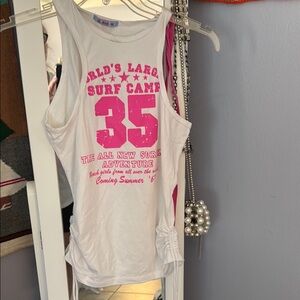 White and Pink Surf Camp Tank Top